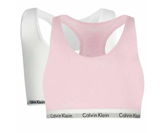Calvin Klein Women's Cotton Stretch Unlined Bralette 2 Pack - Tan/Pink (XL)