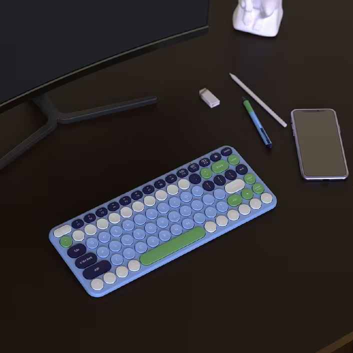 Otto Geometric Compact Wireless Keyboard Windows PC MAC OS Android IOS