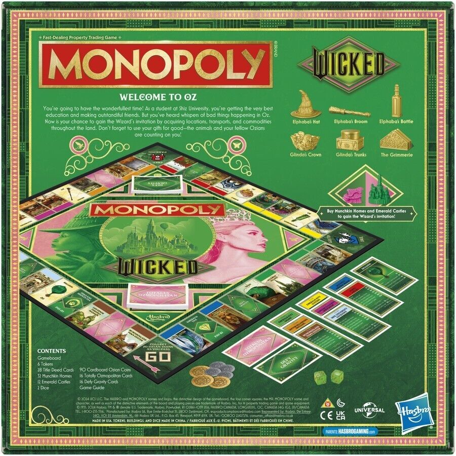 Monopoly Wicked Edition Board Game   Inspired by The Motion Picture   Ages 8+   