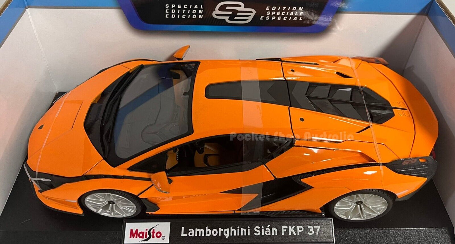 Maisto 1:18 Lamborghini Sian FKP 37 Diecast Orange Special Edition