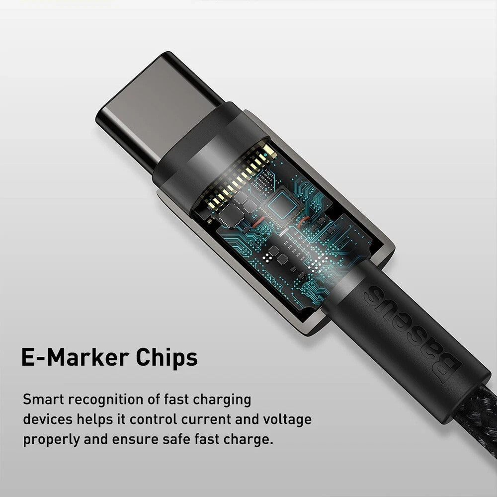 Baseus 100W USB-C to USB-C Fast Charging Cable for Samsung, iPhone 15 & MacBook