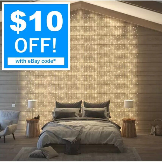 AVAH Fairy String Light Curtain 3M x 3M 1200 LED Dimmable Remote Timer 8 mode