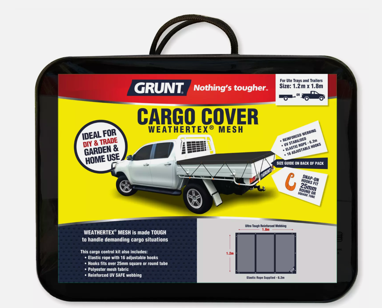 Grunt Cargo Cover WEATHERTEX Mesh for Ute Trays & Trailers 1.2 x 1.8m