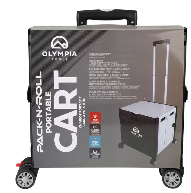 Olympia Portable Folding Shopping Cart 360-degree rotatable wheels Max 75 kgs