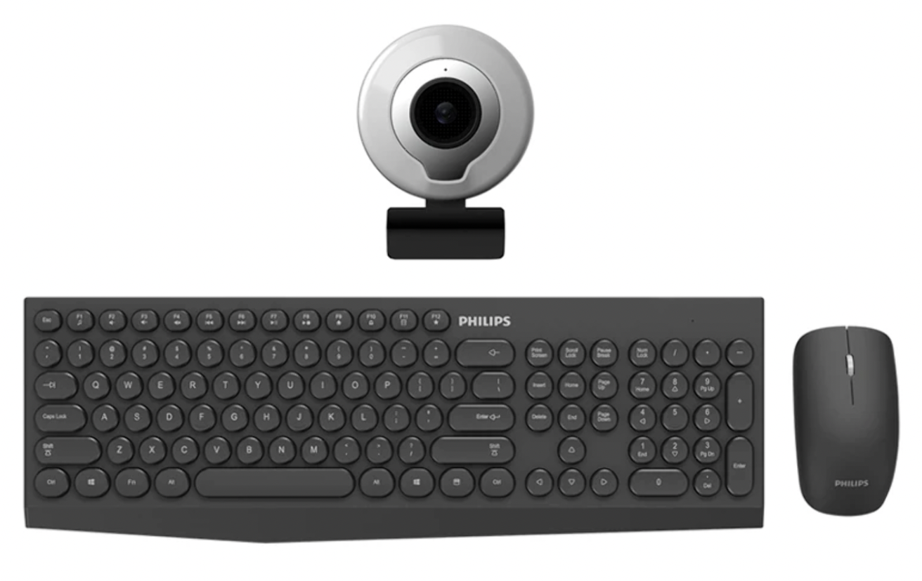 Philips Wireless Keyboard Mouse Webcam Bundle SPT6323 CP11-AF200V PC Windows Mac