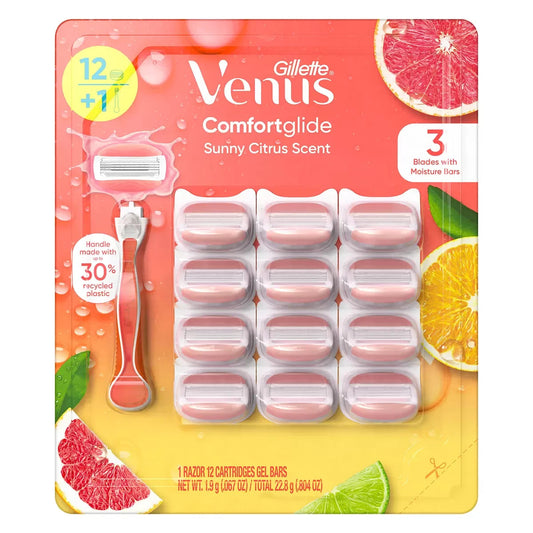 Gillette Venus Comfort Glide Sunny Citrus, 1 Razor + 12 Cartridges Gel