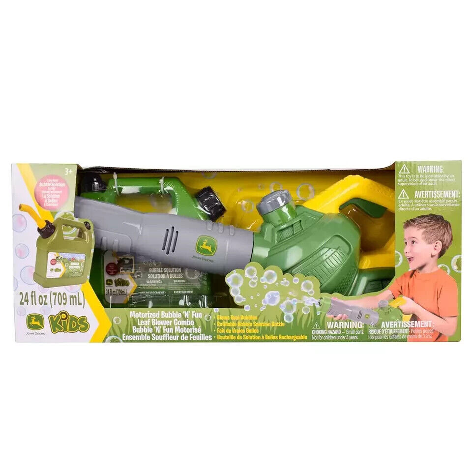 John Deere Bubble Leaf Blower & Bubble Refill Gas Can Kids Toy 700ml 3Y+