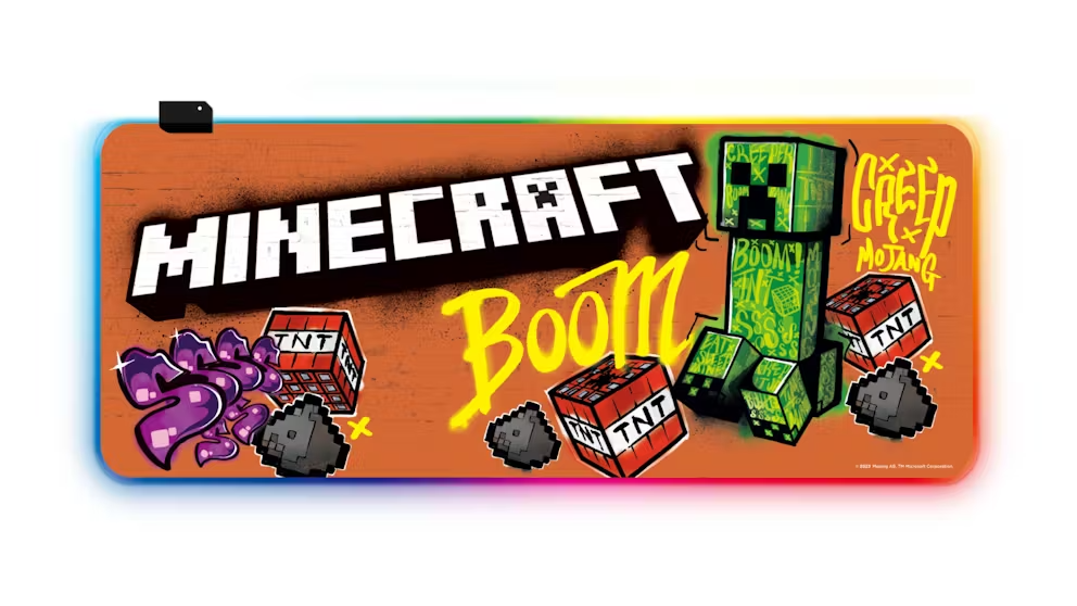 Powerwave LED RGB Minecraft TNT Boom Gaming Desk Mat Mouse Pad XL 900x400mm