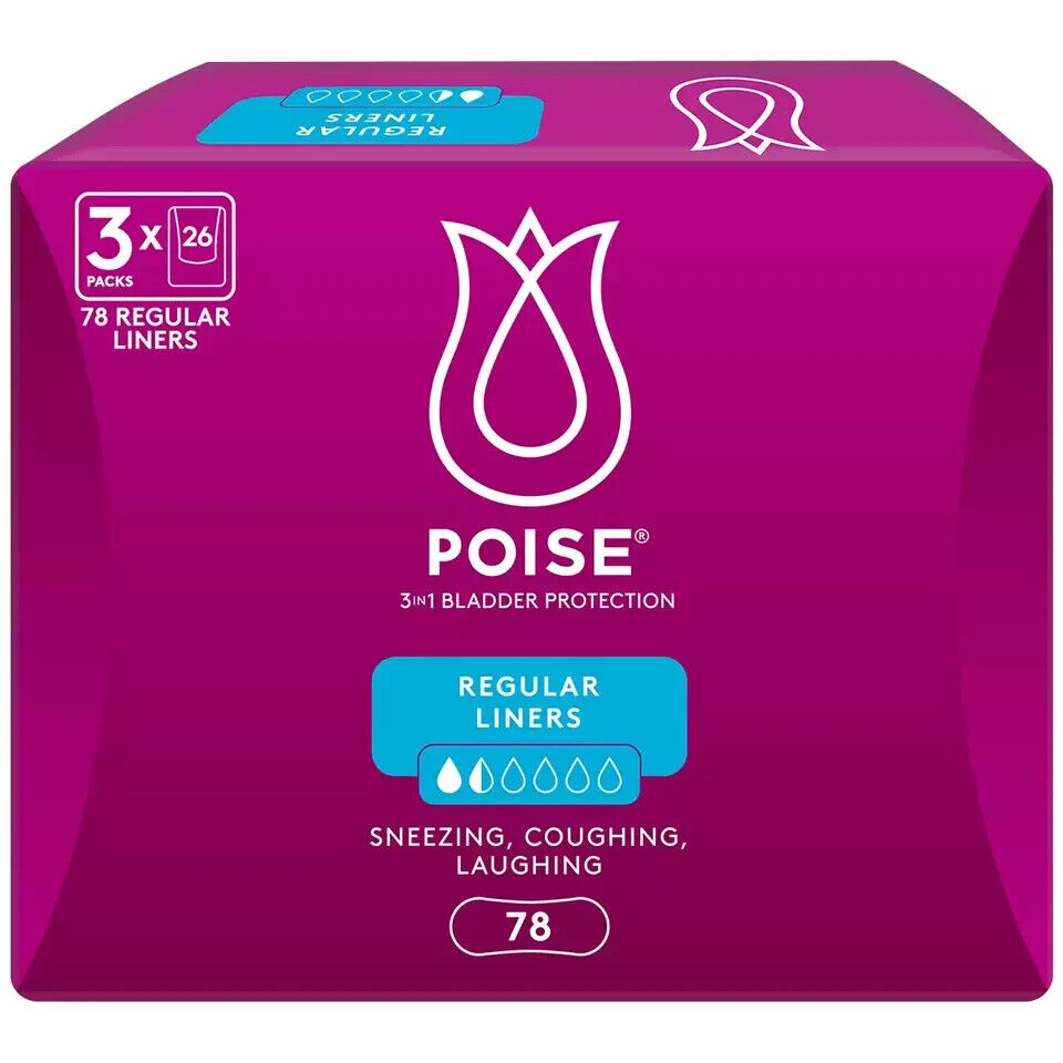 Poise 4 Layer Design Regular Liners for Bladder Leaks 2 x 78 Pack