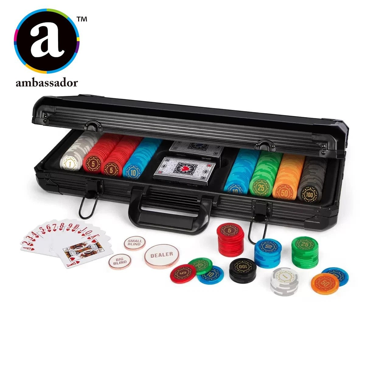 PREMIUM Poker Chip 13.6g Set 400PC TEXAS HOLD'EM Casino Gambling Game Dice Cards