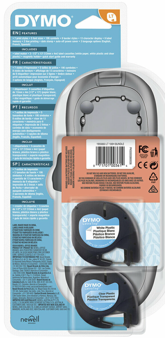 Dymo Letratag Handheld Label Maker With 3 Label Tapes