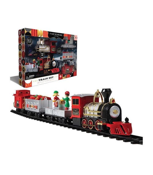 Fao Schwarz Motorized Train Set Rail Track with Real Lights  Sounds 34-Piece