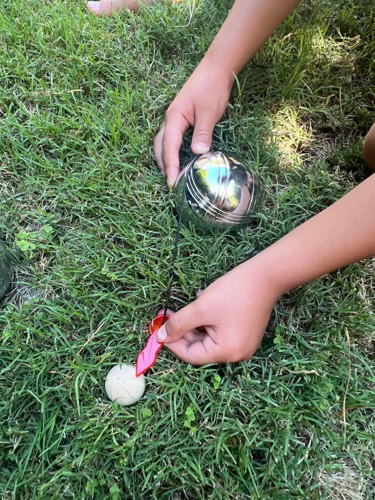 Silver metal Pétanque bocce balls set with a set of rules (Jenjo Games)