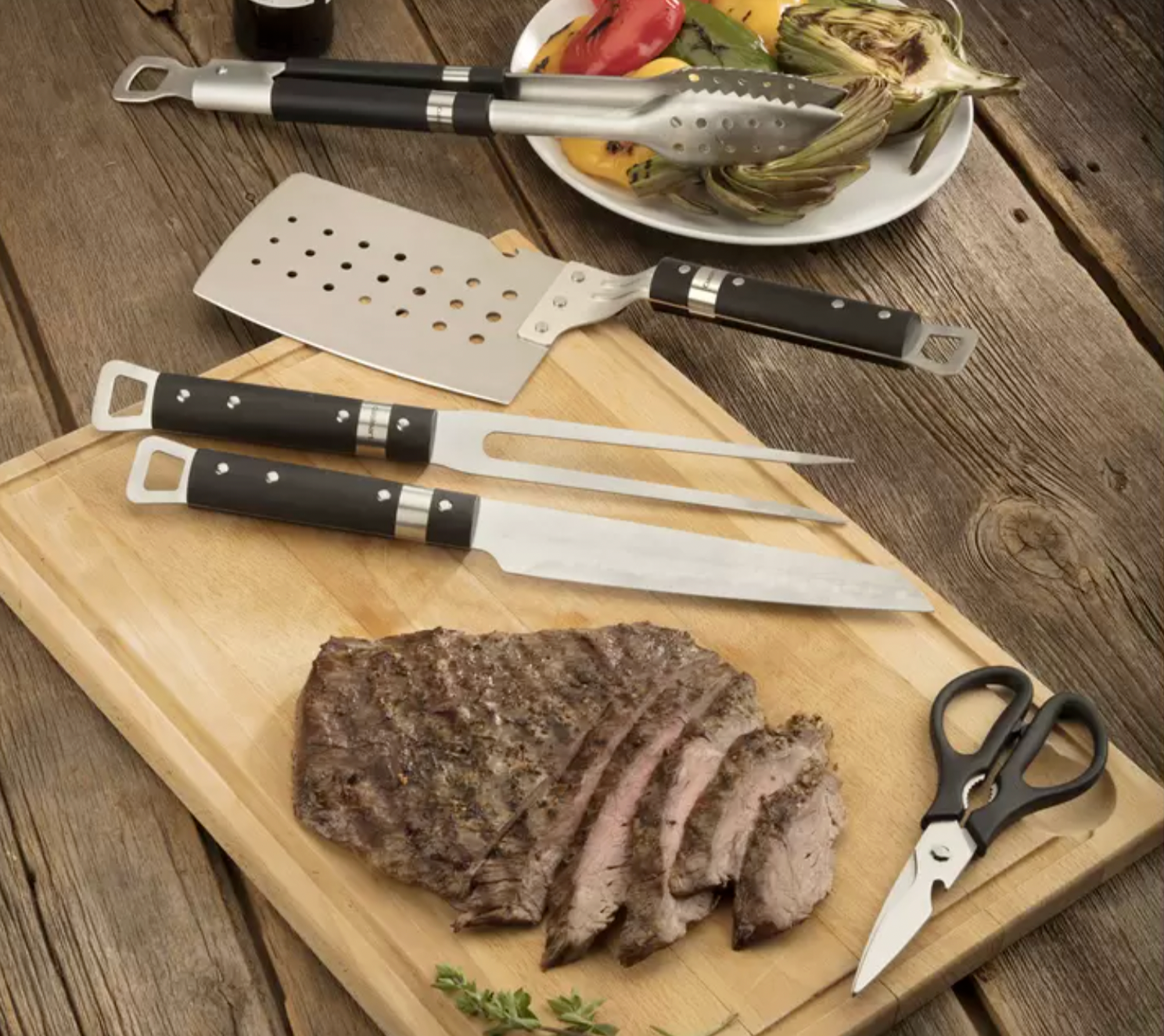 5 Pcs Cuisinart Chef's Classic Grill Tool Set BBQ Cooking