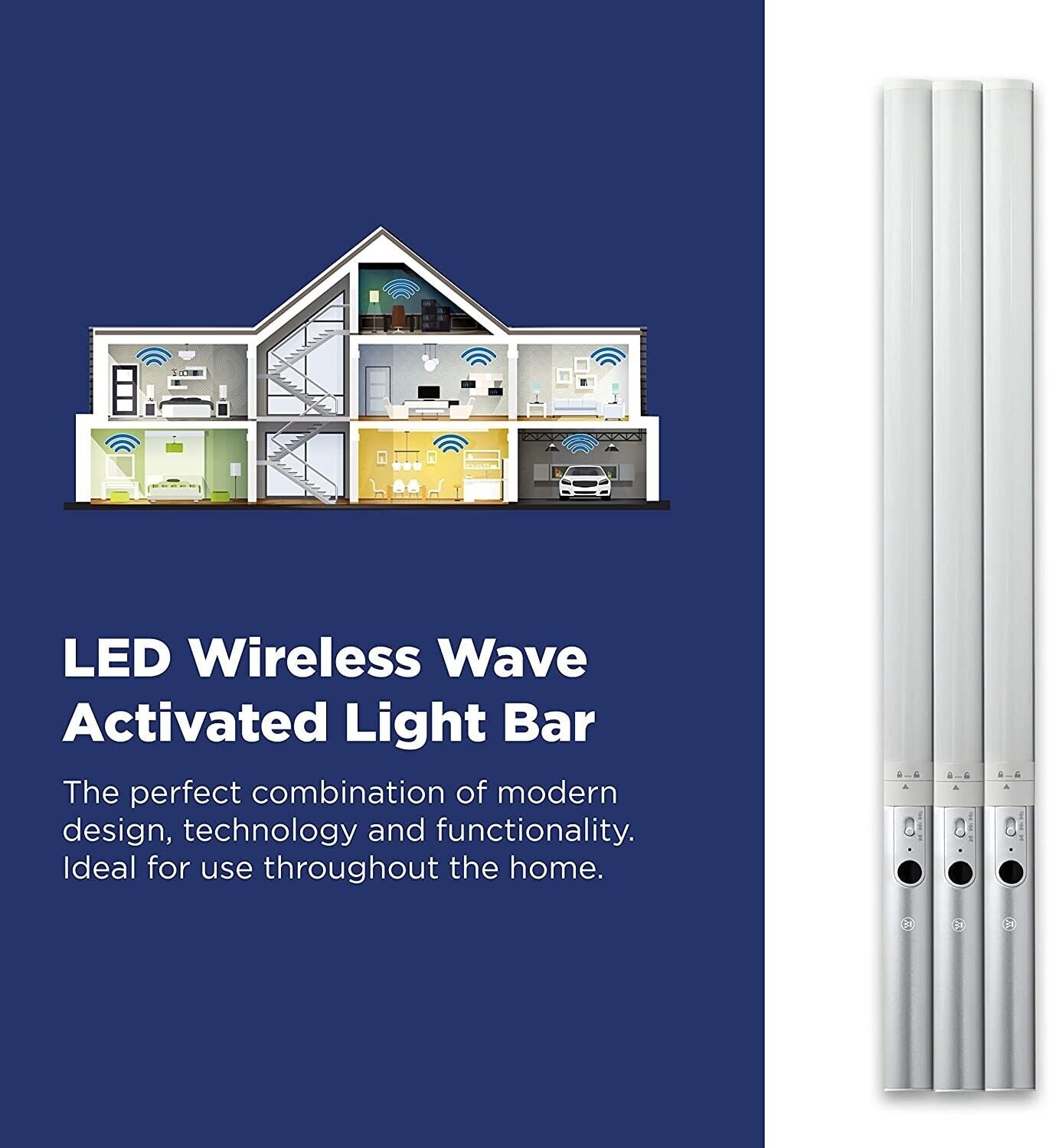 Westinghouse 3-Pack Rechargeable LED Wireless Wave Activated Light Bar Kitchen