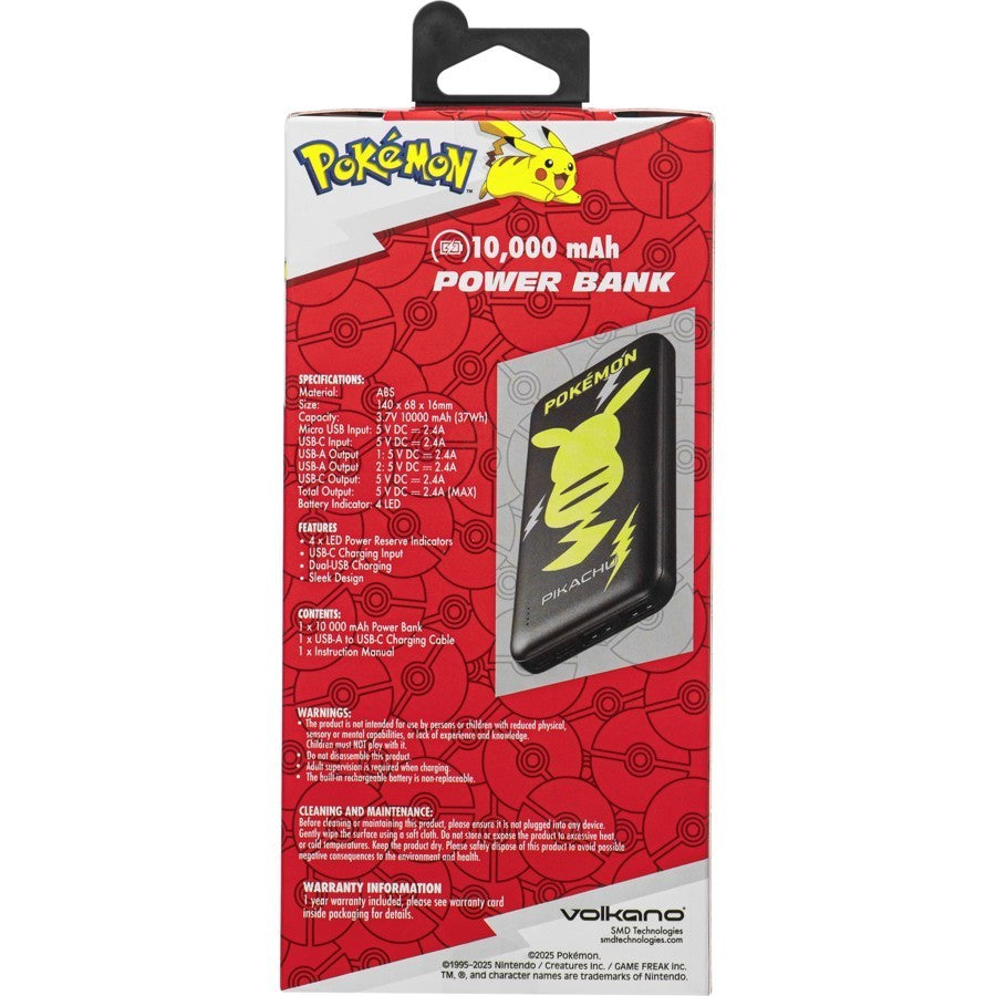 Volkano Pokemon 10,000mAH Powerbank with 3 Charging Points - Brand New