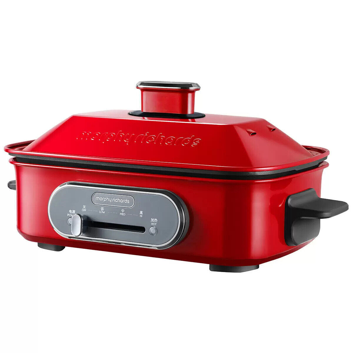 Morphy Richards 3-in-1 Cooking Pot Multifunction Grill Steam Slow Non Stick Red