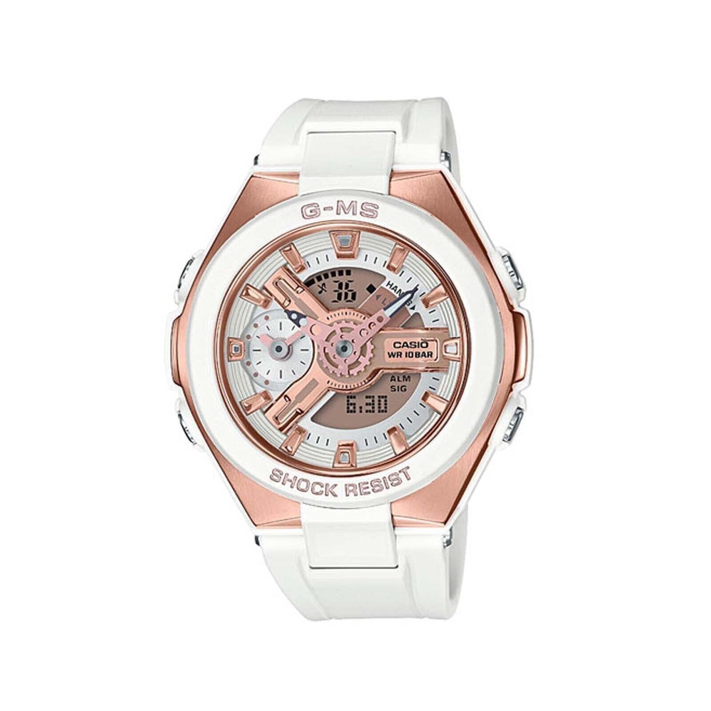 Casio BABY-G White Resin and Rose Gold Dial Watch MSG400G-7A Aus Stock Warranty