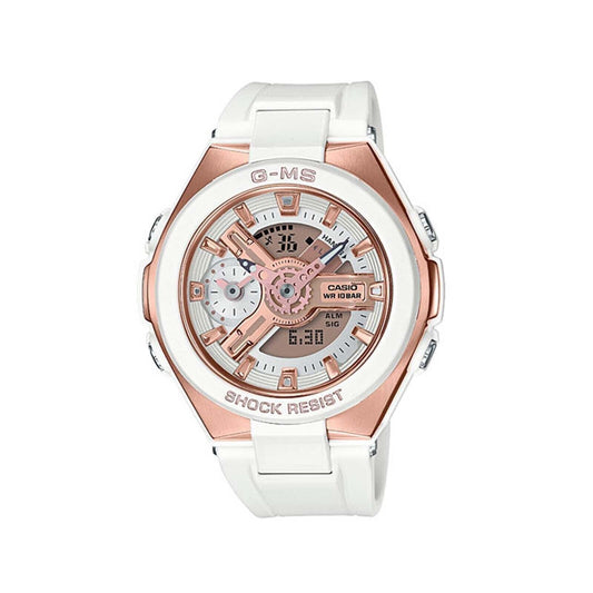 Casio BABY-G White Resin and Rose Gold Dial Watch MSG400G-7A Aus Stock Warranty
