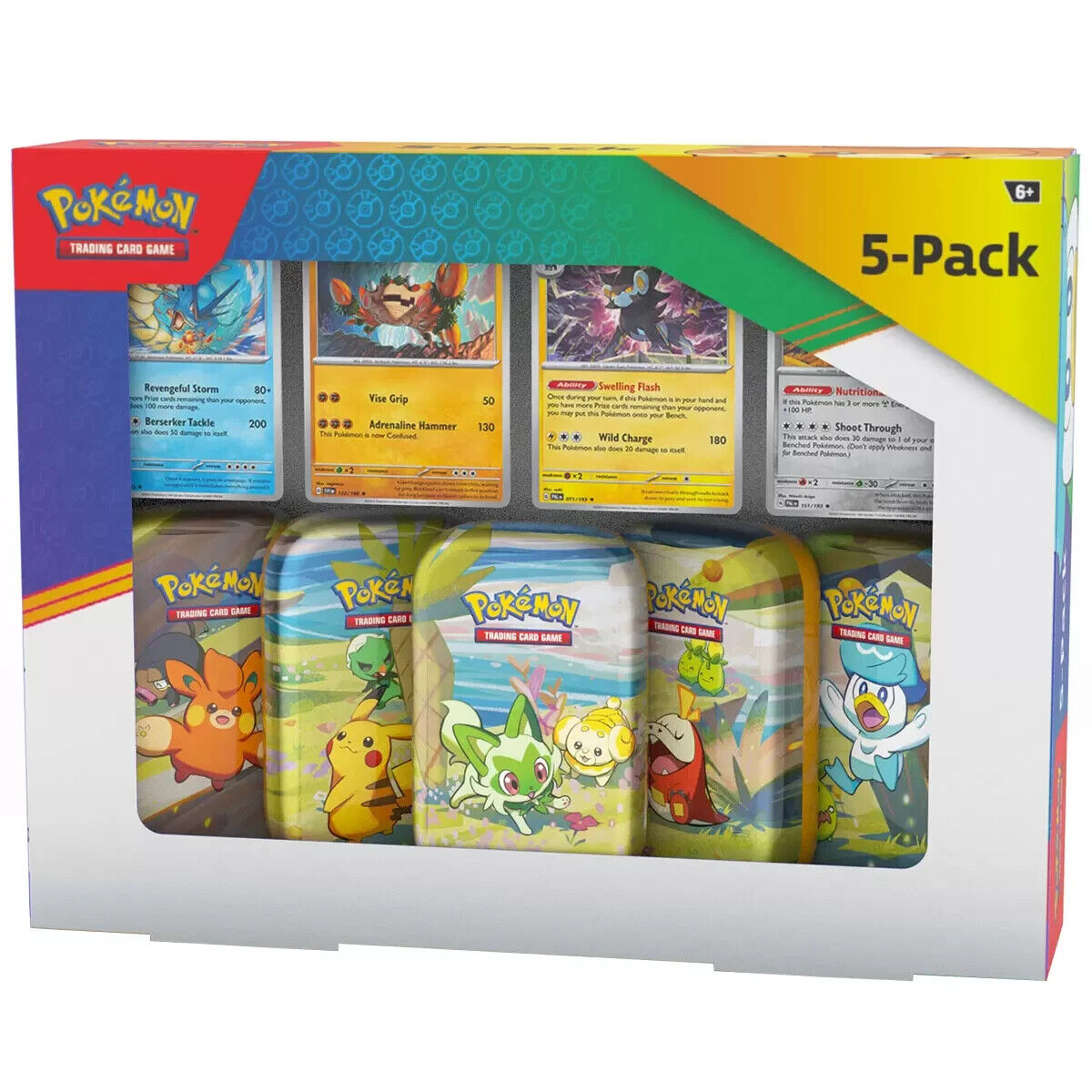 Pokémon Mini Tins 5 Pack + Bonus 4 Promo Cards Pokemon + 2 Pokémon TCG booster