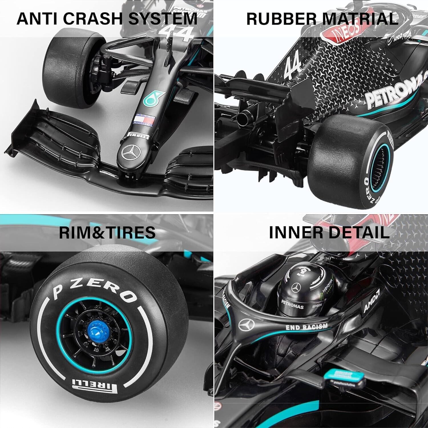RASTAR 1:12 Black Licensed Mercedes-AMG F1 W11 EQ Performance Remote Car, 2.4GHz