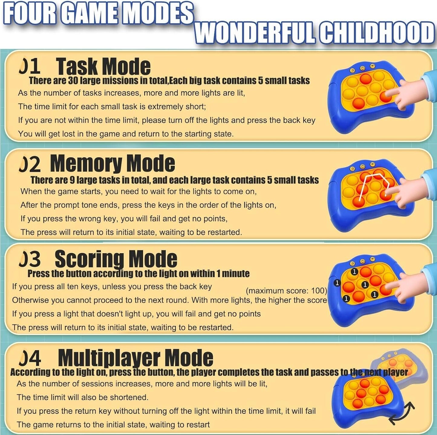 Speed Push Puzzle Game Machine Push Fidget Toy Stress Relief Quick Pop Response