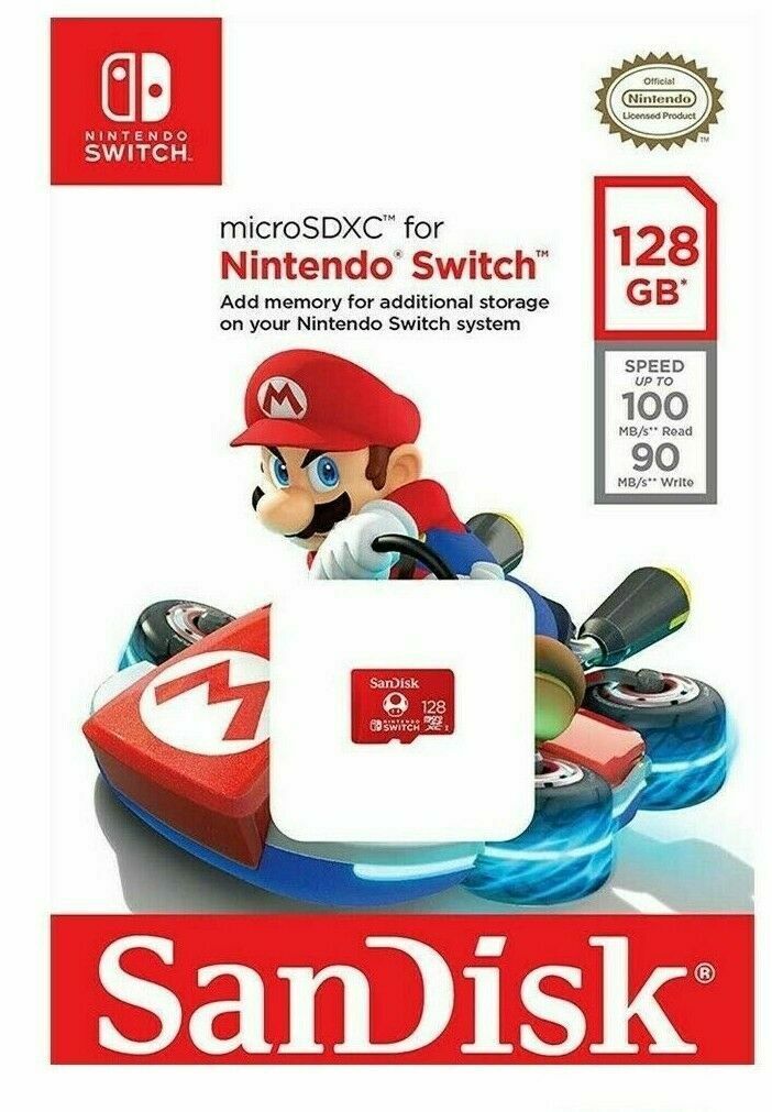 SanDisk Nintendo Switch Micro SD 128GB SDXC Memory Card Nintendo Licensed 100MBs