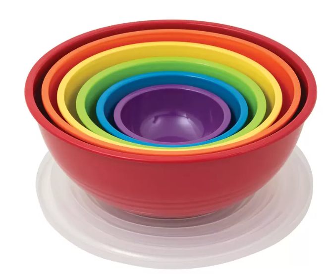 Sabatier Melamine Mixing Bowls with Lids Set of 6