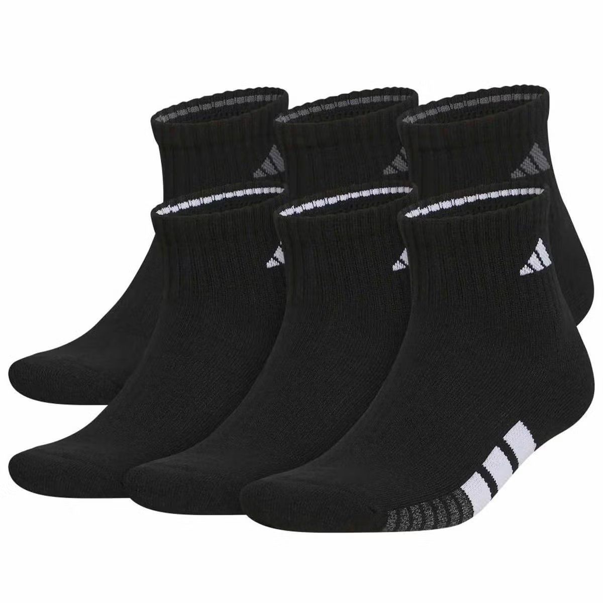 Adidas Men's Solid Short Crew Socks 6-Pack Black/Grey/White AU Size 6-12