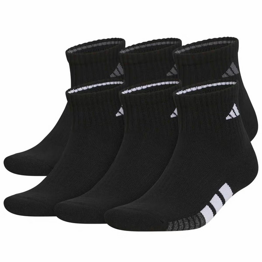Adidas Men's Solid Short Crew Socks 6-Pack Black/Grey/White AU Size 6-12