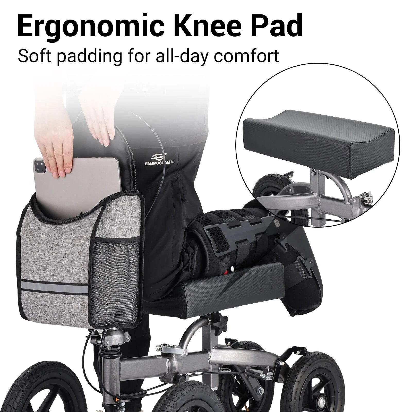 Altus Bariatric Knee Scooter Walker Foldable All-terrain 12 Inch Pneumatic Tires