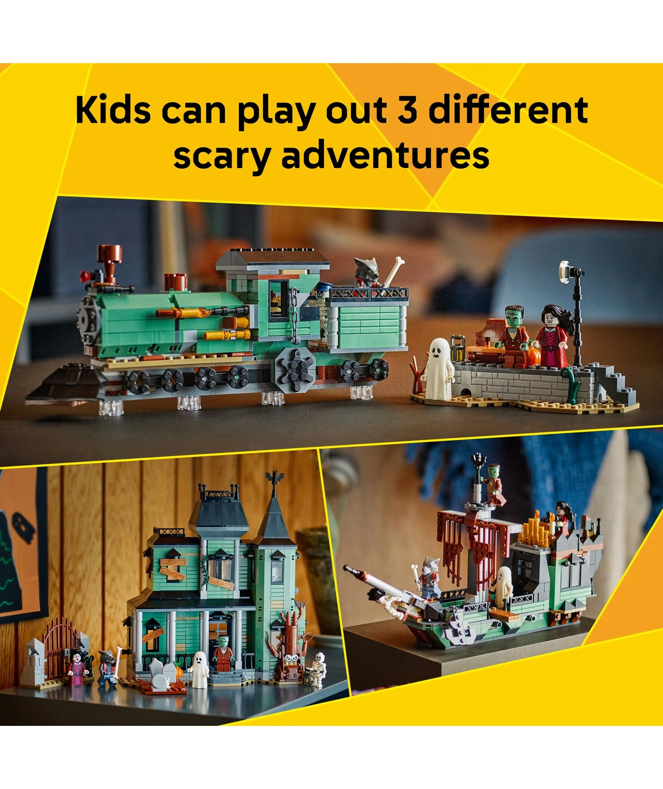LEGO 31167 Creator 3 In 1 Haunted Mansion, Toy Train, Ship Halloween Ghost