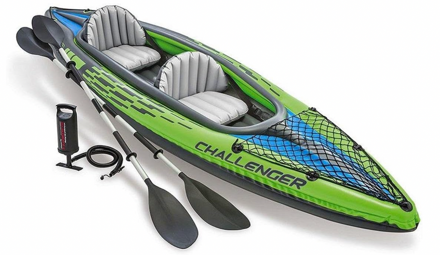 INTEX Challenger Inflatable Kayak Set include Deluxe 218 cm Kayak Paddles, Pump