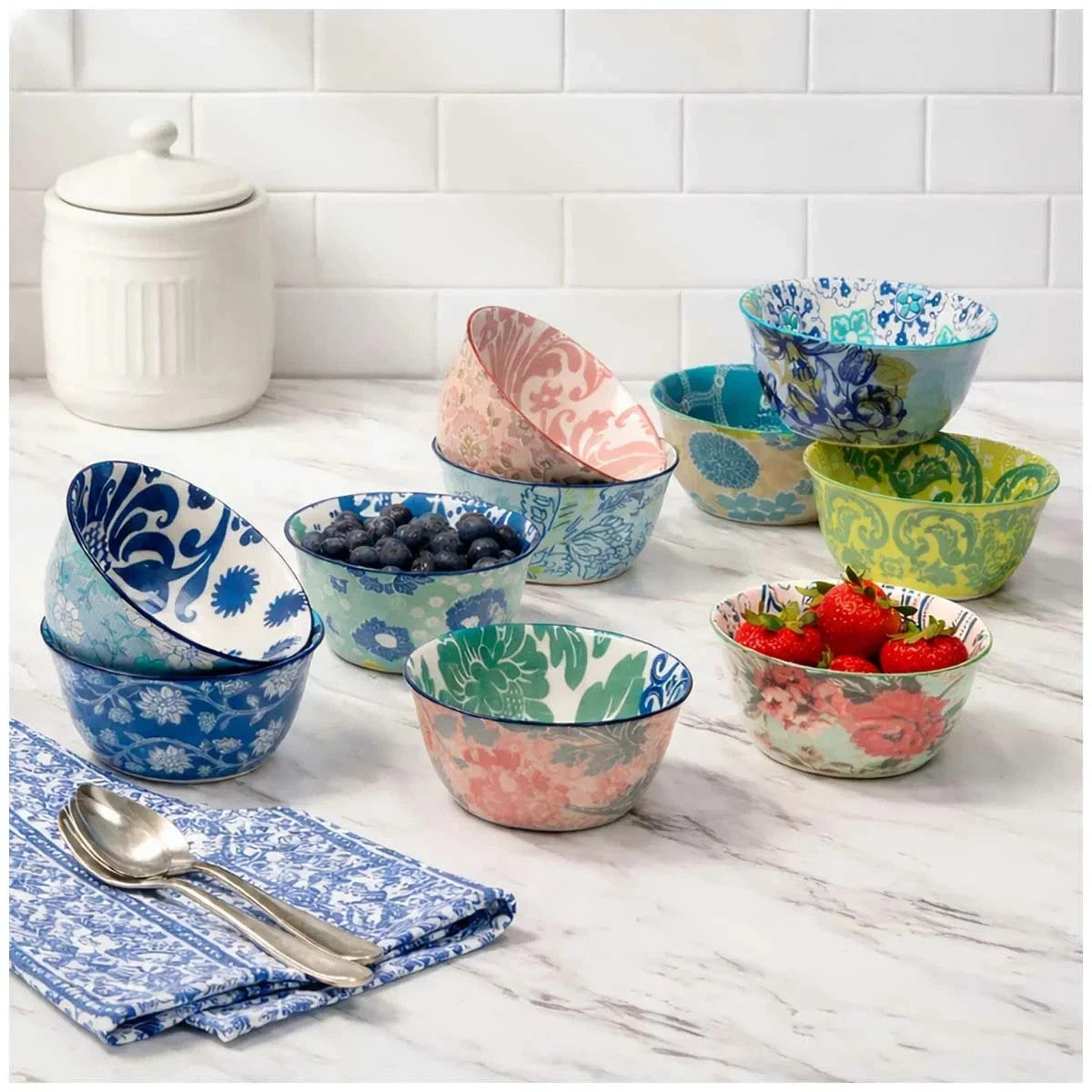 Certified International Provence Stoneware Bowls 10 Piece Set Soup Snack Dessert