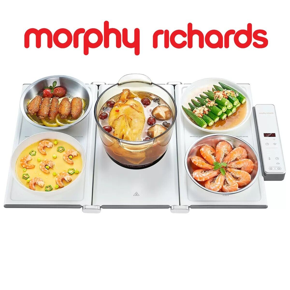 Morphy Richards 2-in-1 Electric Foldable Cooktop And Food Warmer with Hot Plate