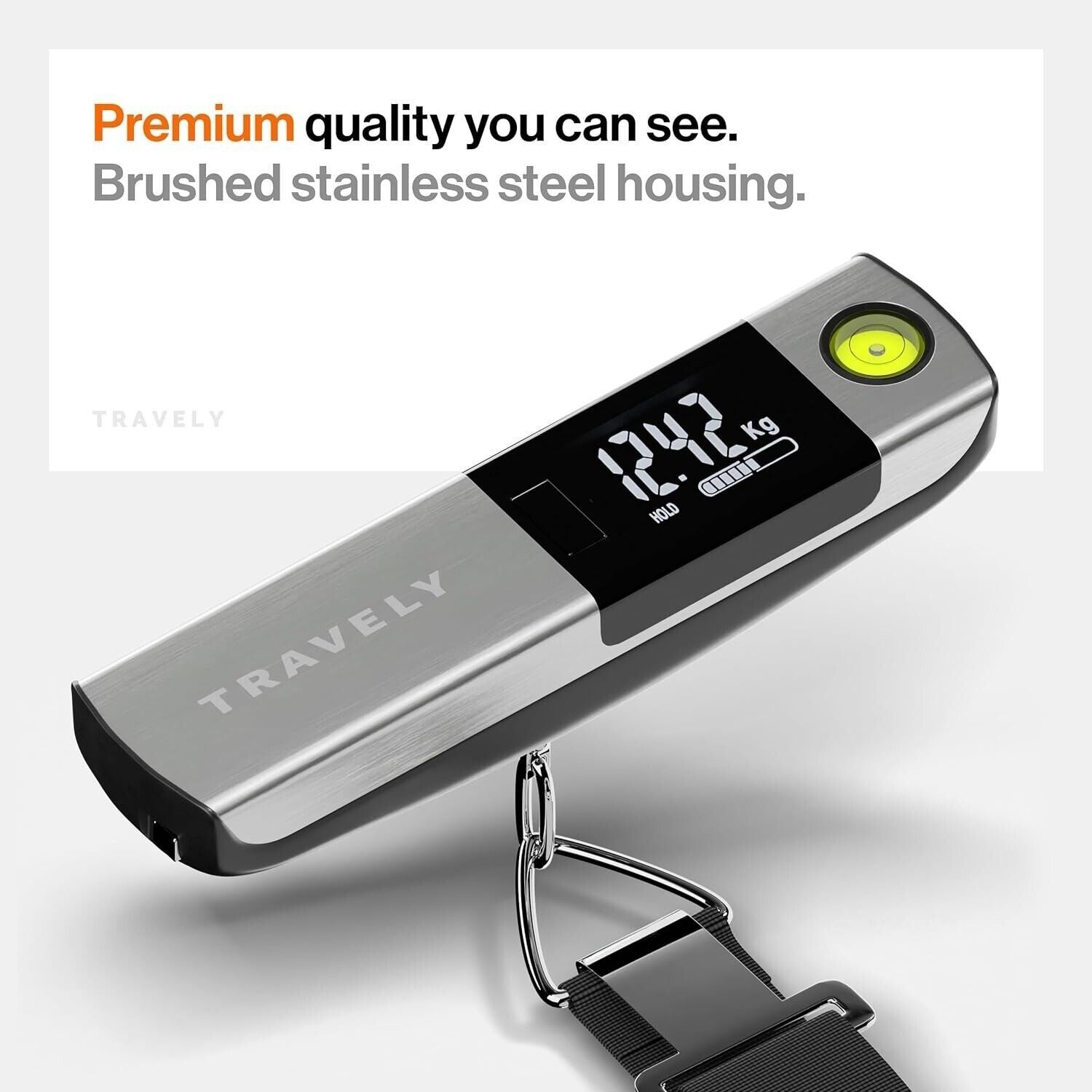 Electronic Portable Digital Luggage Scale 50K Travel Tape Measure Built-in Level