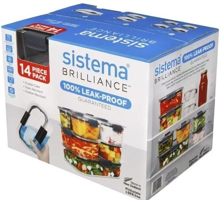 Sistema Containers Leakproof Food Storage Container 14PCS Set Lunch Box BPA Free