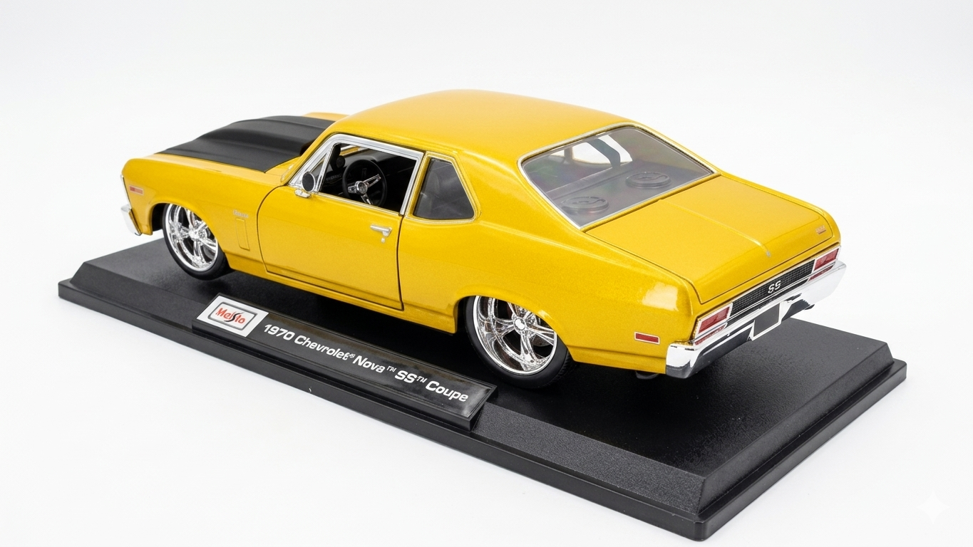 Maisto 1:18 1970 Chevrolet Nova SS Coupe (Yellow) Diecast – Special Edition