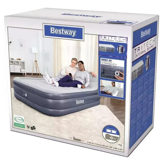 Bestway Tritech Queen Airbed With SleekFlow Headboard + Built In AC Pump