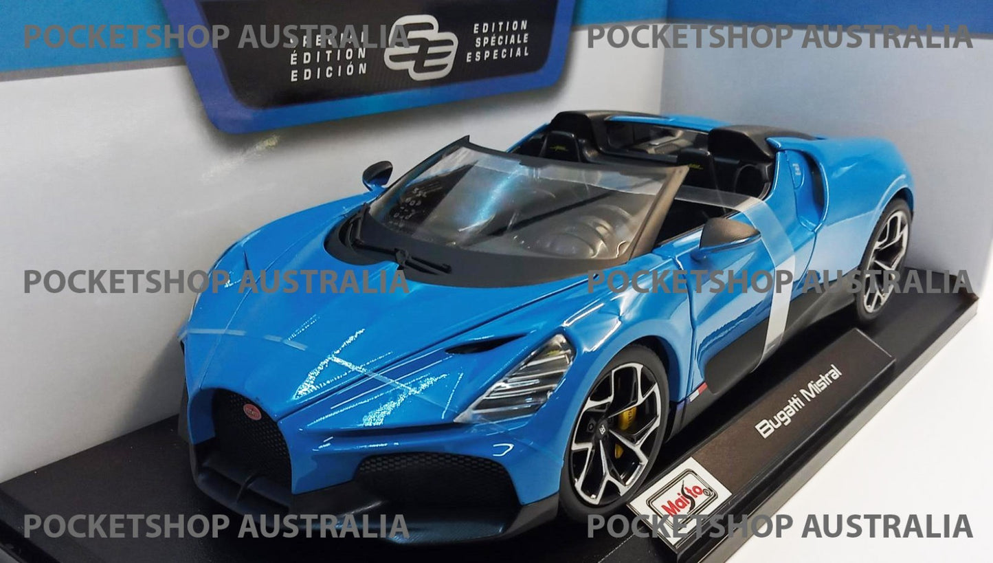 Maisto Blue Bugatti Mistral 1:18 special edition Diecast Display Toy Car