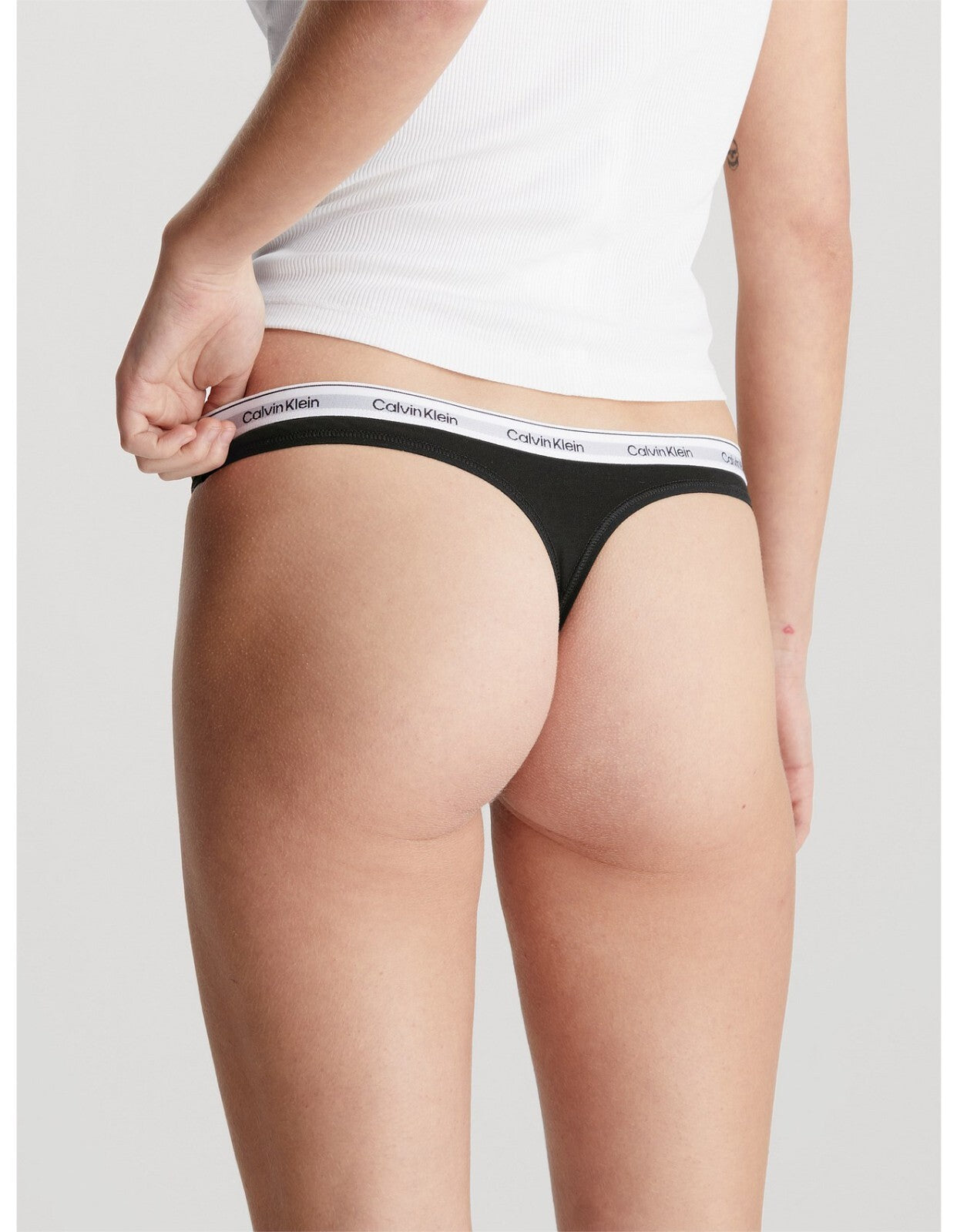 Calvin Klein Women's Cotton Stretch Thong String 3-Pack CK Logo Underwear XL