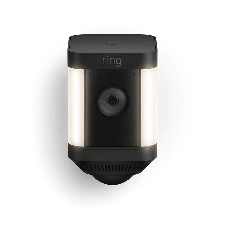 RING Spotlight Cam Plus Battery - Black, 1080p, 2.4GHz Wi-Fi, Built-In Siren
