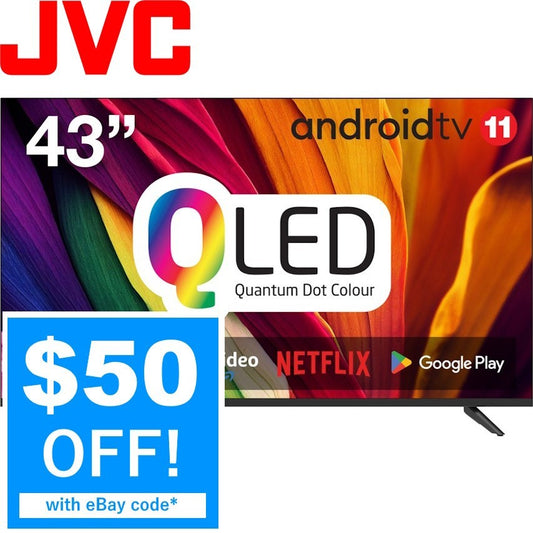 JVC 43 Inch Smart TV QLED Android TV Edgeless LED Display Build-in Chromecast