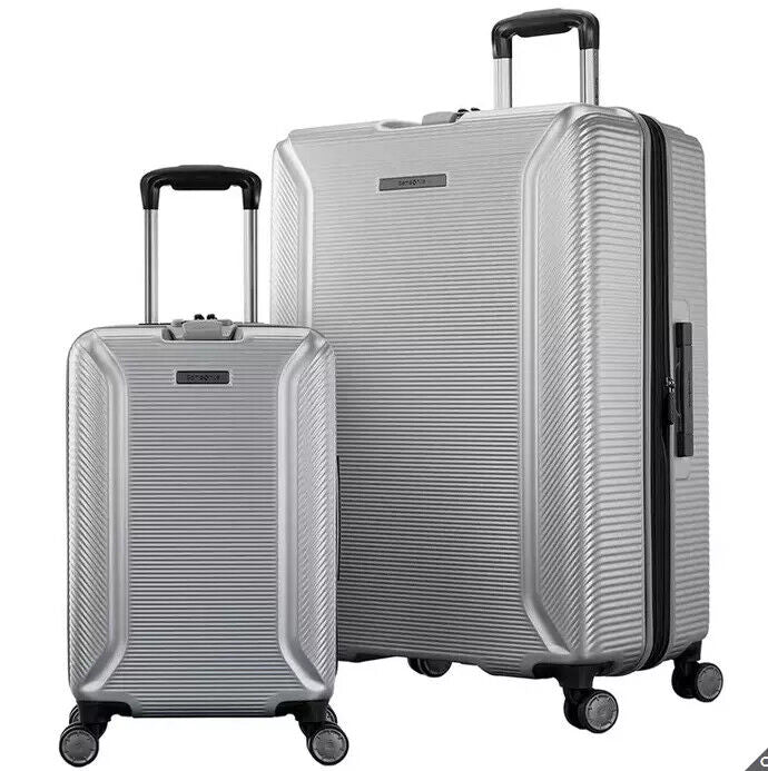 Samsonite Element XLT Luggage 2 Piece Set Silver 20" carry-on 27" Spinner