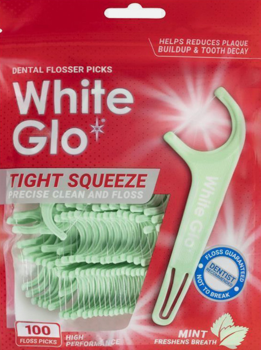 White Glo Tight Squeeze Precise Clean and Floss 100 Pack