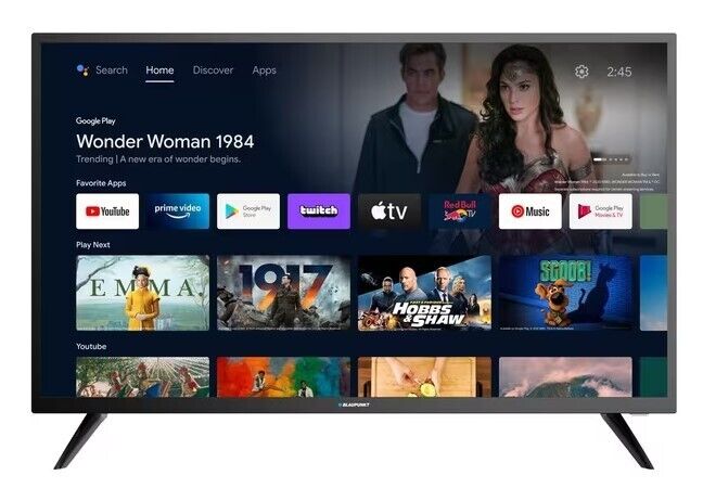 BLAUPUNKT 32" HD ANDROID SMART LCD TV YOUTUBE CHROMECAST Google Prime LED Backli
