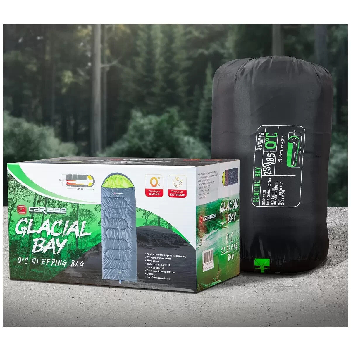 Caribee Glacial Bay 0°c Sleeping Bag Outdoor Camping Caravanning  Sleepovers