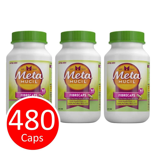 3x Metamucil Fibre Supplement Fibre Caps 160 Capsules Total 480 (AUST L 316480)