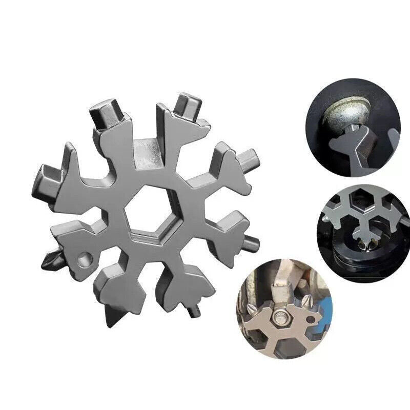 18 in 1 Stainless steel Multi-tool Snowflake Spanner Keychain Wrench Screwdriver