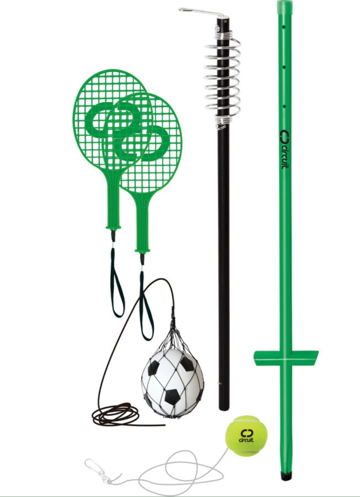 Circuit Tennis and Soccer 2-in-1 Totem Set Age 5+  Balls Rackets String Assorted